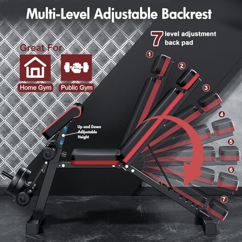 ALSO GO 2026 Weight Bench, 770LBS Adjustable Workout Bench Foldable for Home Gym, Leg Extension and Extended Backrest for Bench Press Full Body Strength Training Exercise