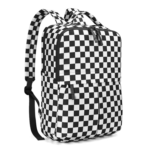 Checkered Backpack for Women Fashion Backpacks with Laptop and Multi Compartment for Travel and Work Black White Check - color: Black White Check
