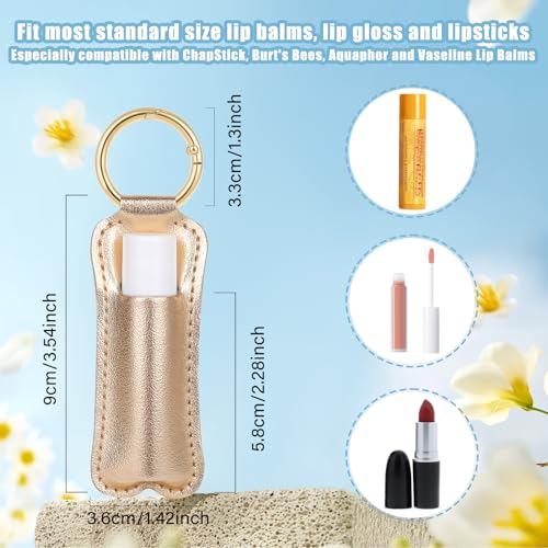 WK IEASON Lip Balm Holder for Chapstick Lipstick Sleeve Keychain,Small Christmas Gifts Stocking Stuffers for Teen Girls Women - color: 3 Pcs Shiny-set a