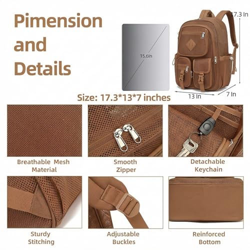 Mesh Backpack for Girls Boys, Women Mesh Bookbags Heavy Duty Semi-Transparent School Bag Net Back Pack for Travel, Beach, Swimming, Work - Coffee - color: Coffee