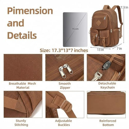 Mesh Backpack for Girls Boys, Women Mesh Bookbags Heavy Duty Semi-Transparent School Bag Net Back Pack for Travel, Beach, Swimming, Work - Coffee - color: Coffee