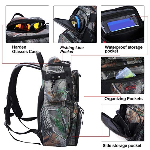 Sougayilang Fishing Tackle Backpack Waterproof Tackle Bag Storage with 4 Trays Tackle Box