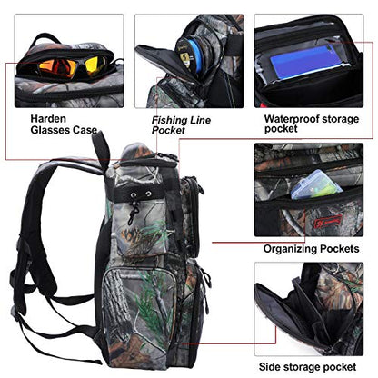 Sougayilang Fishing Tackle Backpack Waterproof Tackle Bag Storage with 4 Trays Tackle Box