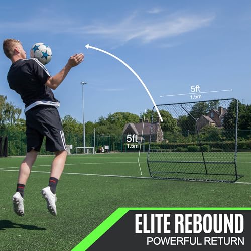 QuickPlay Pro Soccer Rebounder Net (2 Sizes) - Ball Rebounder Soccer Net, Heavy Duty, Adjustable Angle, with Galvanized Steel Frame & Rubber Feet, Soccer Training Equipment for Grass, Turf & Indoors - style: 5x5'