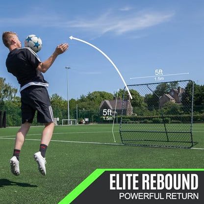 QuickPlay Pro Soccer Rebounder Net (2 Sizes) - Ball Rebounder Soccer Net, Heavy Duty, Adjustable Angle, with Galvanized Steel Frame & Rubber Feet, Soccer Training Equipment for Grass, Turf & Indoors - style: 5x5'