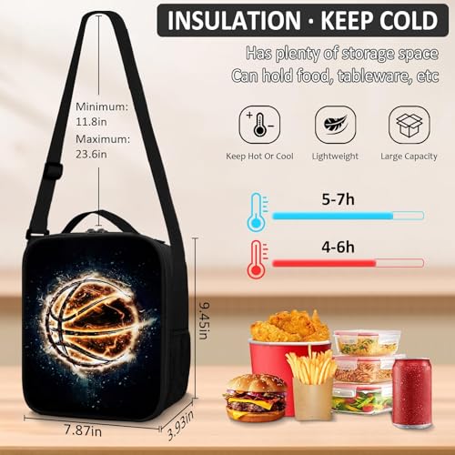 School Backpack for Boys - 4pcs Basketball Boys Backpack with Lunch Box and Pencil Case for Kids Children Teens Elementary Middle School - Students Bag for Ages 6-18,17″Bookbag Travel Back Pack - color: Basketball-05-backpack Set