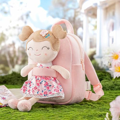Gloveleya Toddler Backpack Baby Girl Gift Plush Bag Diaper Bag Plush Printed Sakura Backpack - color: A012 Printed Sakura Backpack, size: 9 inches