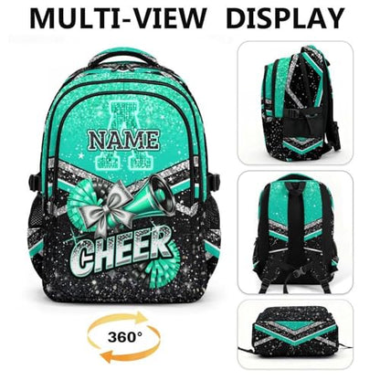 Custom Cheer Backpack for Girls Cheerleader Preschool Toddler Glitter Backpack Kindergarten Nursery Bookbag Travel Children Lightweight School Bag - color: Light Green