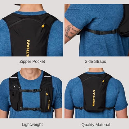 Nathan Running Hydration Vest – Lightweight Running Vest for Men & Women – Adjustable Backpack for Marathons – Reflective Hydration Backpack – OSFM – Black