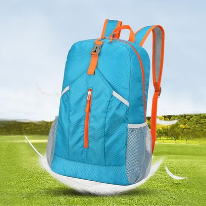 levayhill 25L Foldable Hiking Backpack,Small Packable Daypack, Blue | Lightweight Collapsible Bag,Water Repellent Travel Basic-Daypack,Men Women Camping Cycling Rucksack Outdoor Back Pack - color: Blue