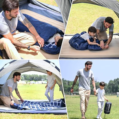 KingCamp 45°F Kids Sleeping Bag, Lightweight Waterproof & Compact Flannel Sleeping Bags Cold Weather & Warm Youth Essentials Gear Accessories for Camping, Fits 10-12 Children up to 4'7"-5'5" Tall - color: 8.6°F ~44.6°F Navy Left