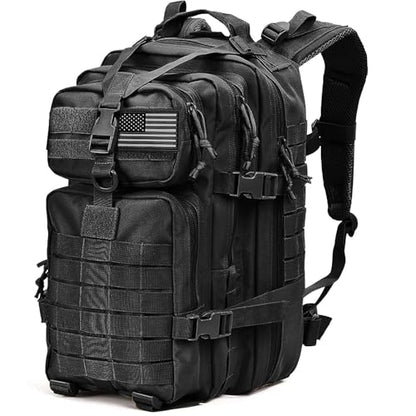 Tru Salute 45L Military Black Tactical Backpack Large Army 3 Day Pack Molle Bug out Bag Rucksack Backpack Military Black - color: Black