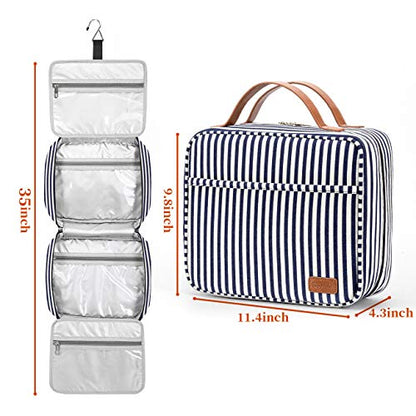 Bosidu Hanging Travel Toiletry Bag,Large Capacity Cosmetic Travel Toiletry Organizer for Women with 4 Compartments & 1 Sturdy Hook,Perfect for Travel/Daily Use/Christmas - color: M-Navy Blue