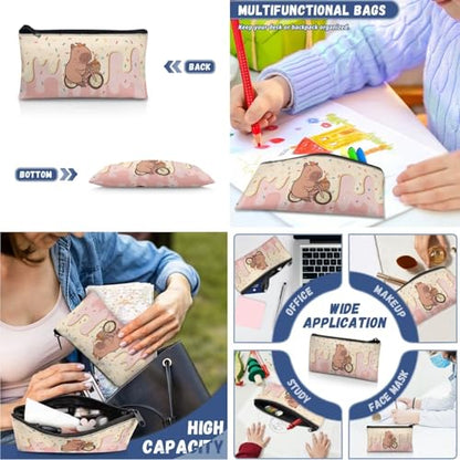 3Pcs Kid Backpack Set Backpack with Lunch Bag Pencil Case 3 Pack Set Elementary School Bag Bookbag 17 Inch Daypack Cute Capybara Bookbag - color: Cartoon Print