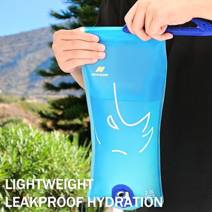 N NEVO RHINO Hydration Bladder 2L-3L,Water Reservoir for Hiking Backpack Leak Proof Water Storage Bladder,BPA-Free Water Pouch Hydration Pack for Camping Cycling Running - color: 2L-with clean kit-blue