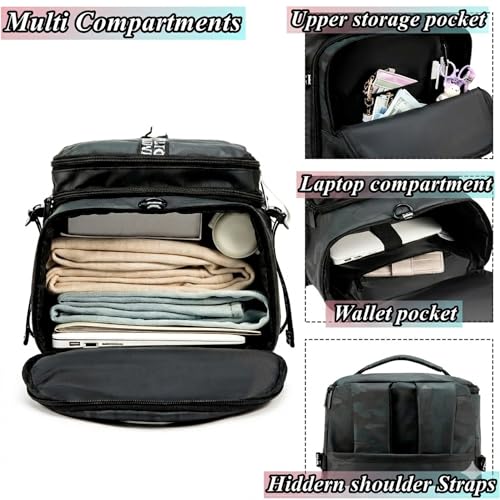 Gym Duffle Bag Backpack with Shoe Compartment,4 ways Travel Backpack for Women and Men,Multi-Functional Weekender bag with Waterproof Layer&Laptop Compartment for Fitness, Travel,Camping - color: Brown