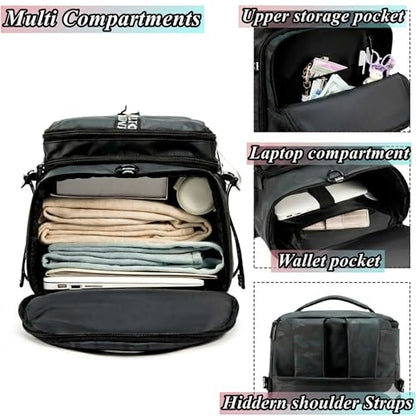Gym Duffle Bag Backpack with Shoe Compartment,4 ways Travel Backpack for Women and Men,Multi-Functional Weekender bag with Waterproof Layer&Laptop Compartment for Fitness, Travel,Camping - color: Brown