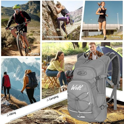 WOLT Hydration Backpack 18L Hiking Water Backpack with 2L Water Bladder for Men Women, Hydration Pack for Running Cycling Biking and Climbing - color: Lightgray