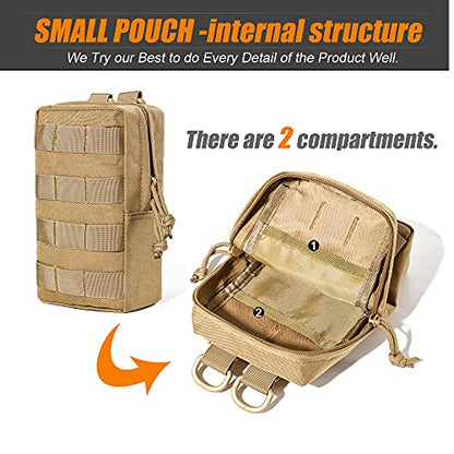 Upgraded Sports Water Bottles Pouch Bag, Tactical Drawstring Molle Water Bottle Holder Tactical Pouches, Travel Mesh Water Bottle Bag Tactical Hydration Carrier - color: Tan-3Pouch