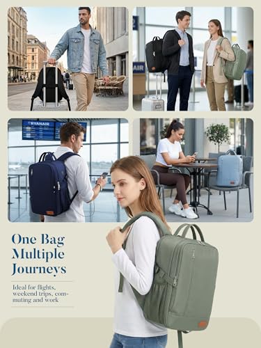 Lossga Travel Backpack, 18x14x8 Spirit Airlines Personal Item Travel Bag, Carry On Backpack Flight Aproved, Weekender Bags for Women and Men, 30L Water Resistant Lightweight Travel Backpacks - color: Pastel Green, size: 30L