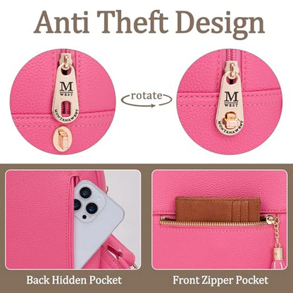 Montana West Mini Backpack Purse for Women Anti Theft Backpacks with Secured Zipper and Tassel - color: Mini Hot Pink