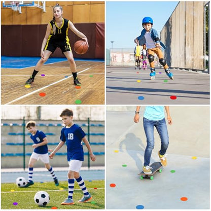 Poly Spots Spot Markers for Gym Floor 4.72inch 6inch 9inch 24/36 Pcs Non-Slip Rubber Floor Dots Round Agility Markers Flat Cones for Sports Soccer Basketball PE Training, Dance, Classroom - style: 24Pcs 4.72 inch