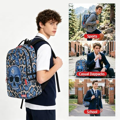 Graffiti Backpack, Designer Laptop Backpack for 15.6 Inch Work,Water Resistant Backpack Computer Bag, DenimSkull - color: Denimskull