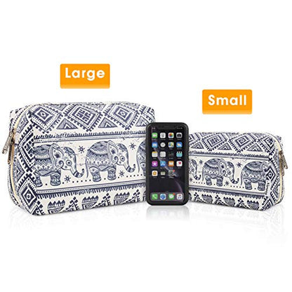 Narwey Cute Makeup Bag Travel Cosmetic Bag Organizer Toiletry Bag Make Up Bags with Compartments for Women Girls (Large, Elephant) - color: Elephant, style: Large