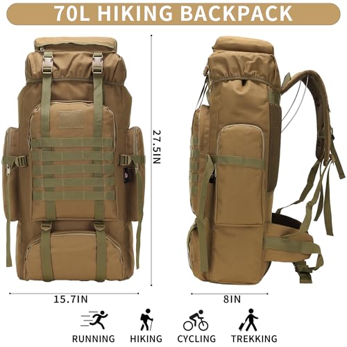 Hiking Backpack for Men 70L/100L Camping Backpack Military Rucksack Molle 3 Days Assault Pack for Climbing | Camping Backpack - color: 70l-khaki