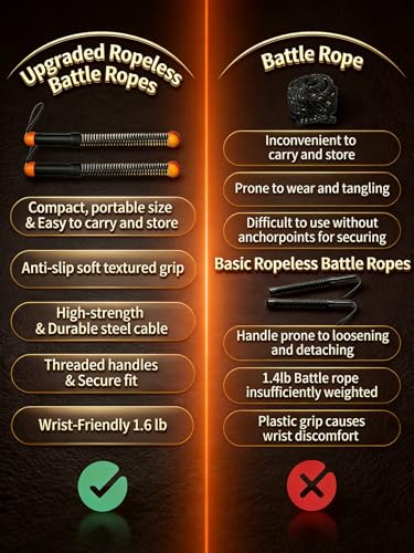 Battle Ropes Ropeless Cordless Portable Battle Ropes Sticks at Home Workout Equipment Gym Equipment Weights Rope Ropeless Jump Rope Home Arm Workout Homes for Men Women
