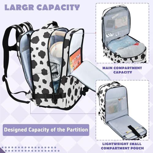 Travel Backpack with Shoe Compartment, 20L Large Capacity Laptop Backpack for Men Women, Black Spots Daypack for Traveling Hiking Carry On
