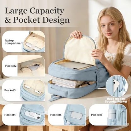 School Backpack For Women Men College Backpack With Lots Of Pockets Cute BookBag Casual Daypack Backpacks For Teens Girls Boys Waterproof(Blue) - color: D3-blue