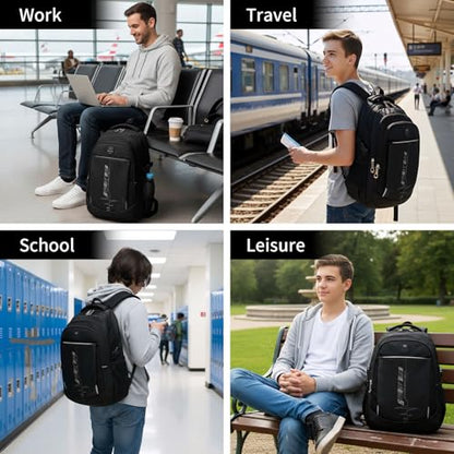 goldwheat School Backpack For Teen Boys, Lightweight Water-Resistant Boys Bookbag With Computer Compartment Fits 15.6" Laptop - color: Black-grey