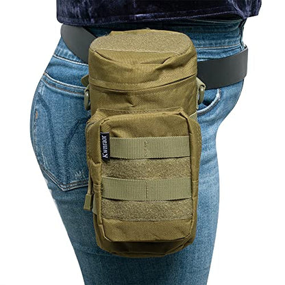 Molle Water Bottle Holder, Tactical Water Bottle Pouches for Backpack with D-Ring Hook - color: Army Green