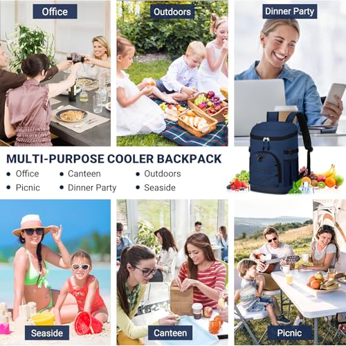 NECKORY Cooler Backpack, Lightweight and Soft Backpack Cooler for Men Women, Insulated Lunch Bag for Camping Traveling Hiking - color: Navy
