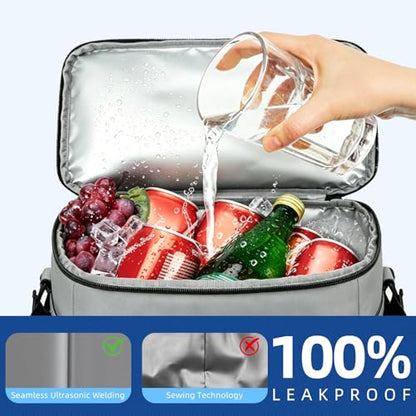 Backpack Cooler Insulated, Leak Proof, 33 Can Capacity, 2 Compartments, Portable Lightweight Thermal Bag for Camping, Beach, Travel, Lunch - color: Grey