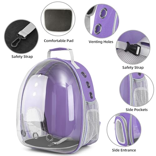 Pet Backpack Carrier,Bubble Backpack Cat Carrier,Pets and Small Dogs,Space Capsule Pet Carrier for Traveling, Walking, Hiking and Outdoor Activities (Purple) - color: Purple