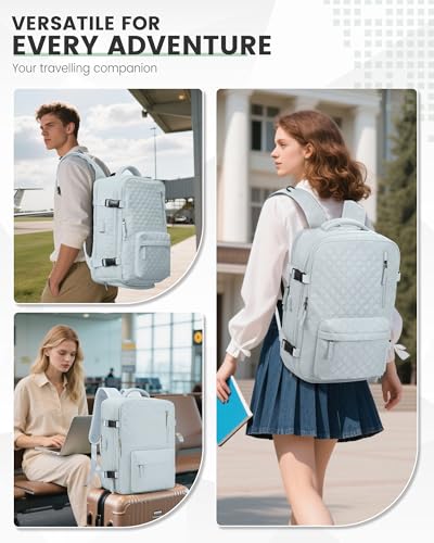 suwasp Vacuum Backpack Travel with Pump, Travel Backpack for Women Men, Vacuum Compression Bags with Laptop Compartment/Shoe Compartment, Personal Item Carry On Backpacks Flight Approved, Light Blue - color: Light Blue (B4), size: Medium