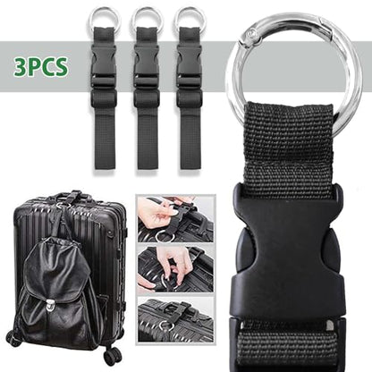 3 Pcs Add a Bag Luggage Straps, Jacket Holder, Make Your Hands Free, Adjustable Suitcase Belt Straps, Travel Accessories for Connecting Luggage or Backpack, Black - color: Black 16cm