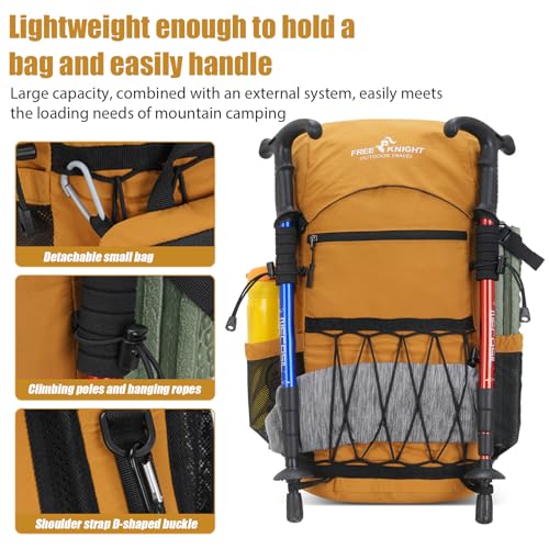 Bseash 30L Lightweight Hiking Backpack, Outdoor Sport Waterproof Travel Bag Daypack for Cycling Climbing Skiing (Yellow) - color: Yellow