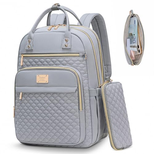 Tealari Laptop Backpack for Women,15.6 Inch Laptop Backpack for Work,Water Resistant Travel Backpack,College Bookbag with Wallet - color: Gray