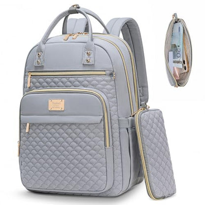 Tealari Laptop Backpack for Women,15.6 Inch Laptop Backpack for Work,Water Resistant Travel Backpack,College Bookbag with Wallet - color: Gray