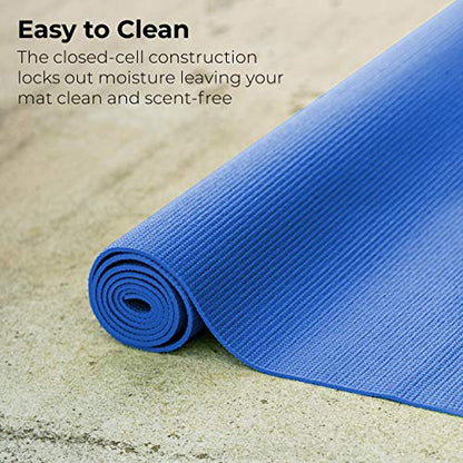 10-Pack Yoga Mat, 68" x 24" Non Slip Exercise Mat, 4mm Thick Gym Mat for Fitness and Stretching, Bulk Non Toxic Yoga Mats for Schools and Studios - color: Blue