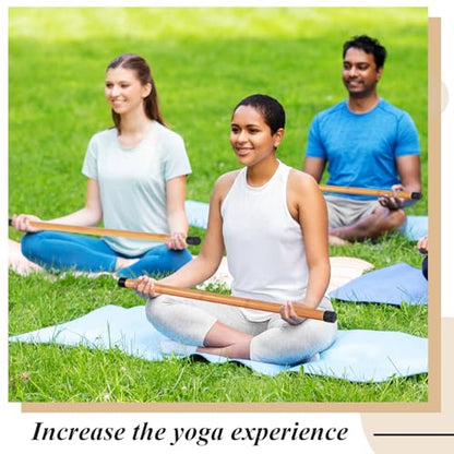 Hiboom 6 Pcs 26 Inch Yoga Stick Natural Bamboo Exercise Stick with Non-Slip Rubber Ends Stretching Tool Posture Corrector Stretch Tool for Flexibility, Workout, Balance Fitness