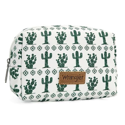Montana West X Wrangler Travel Makeup Bag Waterproof Cosmetic Bag Portable Makeup Pouch for Women Large Toiletry Bag - color: Green
