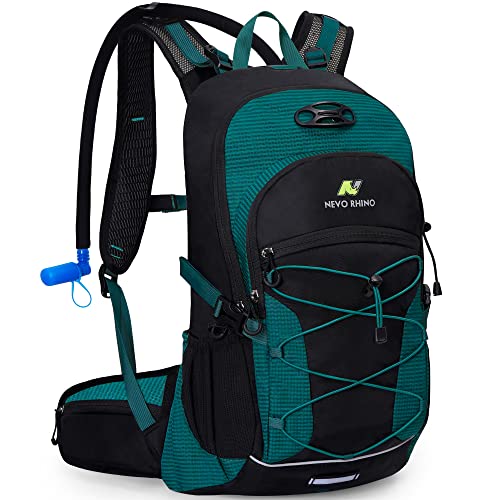N NEVO RHINO Hydration Backpack with Water Bladder 3L, Hiking Backpack with Rain Cover, Insulation Water Daypack for Cycling Biking - color: 03 Lake Green