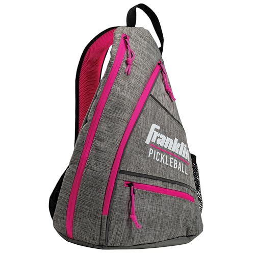 Franklin Sports Pickleball Bags - Sling Bag Backpack for Gear + Equipment - Men + Women - Holds Paddles, Balls + Accessories - color: Gray/Pink