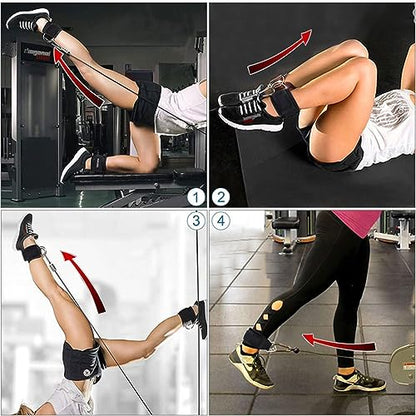 Ankle Straps Ankle Resistance Bands Wrist Cuffs Padded Straps Adjustable Fitness Glute Kickback D-Ring for Cable Machine Gym Foot Leg Training Brace Support 1 Pair - color: black