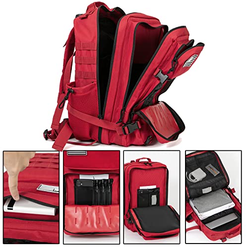 QT&QY 25L/45L Military Tactical Backpack For Men Molle Daypack 3 Day Bug Out Bag Hiking Rucksack With Bottle Holder - color: 45l 1.0 Red