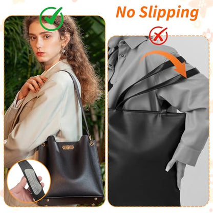 4 Pcs Shoulder Bag Strap Gripper, Non-Slip Convex Dots Purse Strap Gripper, Silicone Straps Grippers Holder Gummy for Purse Shoulder Backpack Straps (Black, Clear) - color: 2 colors